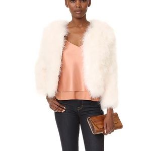 Rebecca Minkoff nude pink feather jacket